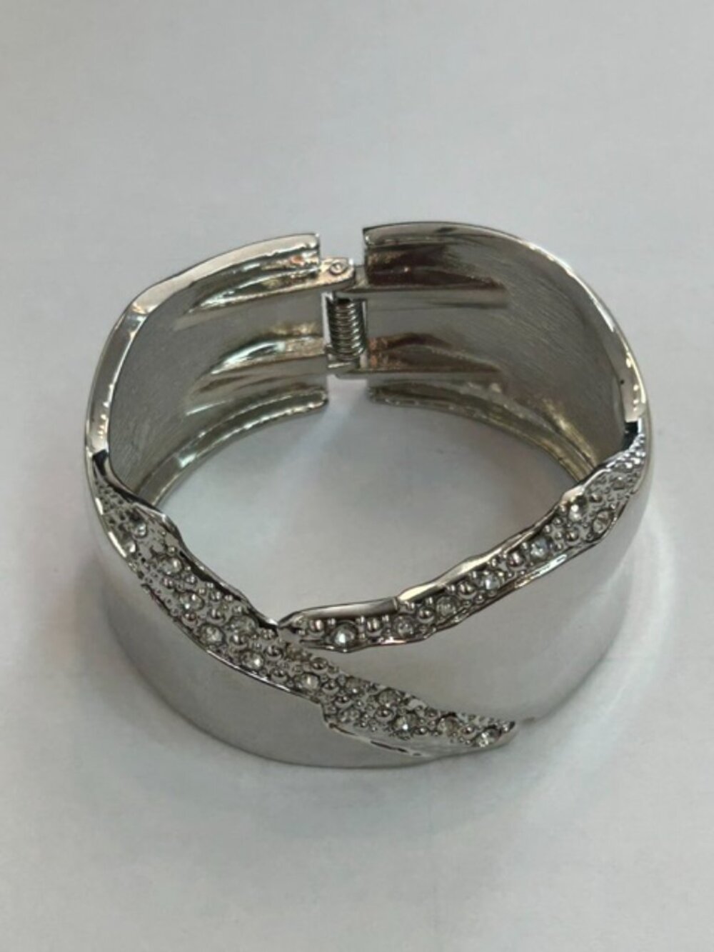Silver Rhinestone Bangle Bracelet - Picture 2 of 4